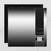 黒銀コンテンポラリー誕生日パーティー 招待状 (正面/裏面)