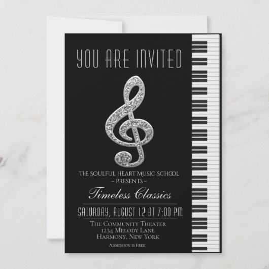 黒銀トレブルクリフトリサイタル招待状 招待状 (正面)