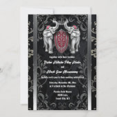 黒銀ヒンズー教インディアンゾウ冠 招待状 (正面)