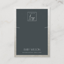 黒銀フェイクロ縁どゴネックレス 名刺