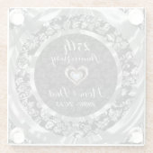 黒銀フローラダマスク。25周年記念 ガラスコースター (裏面)