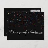 黒銀モダングリッター住所Annoの変更 案内ポストカード (正面/裏面)