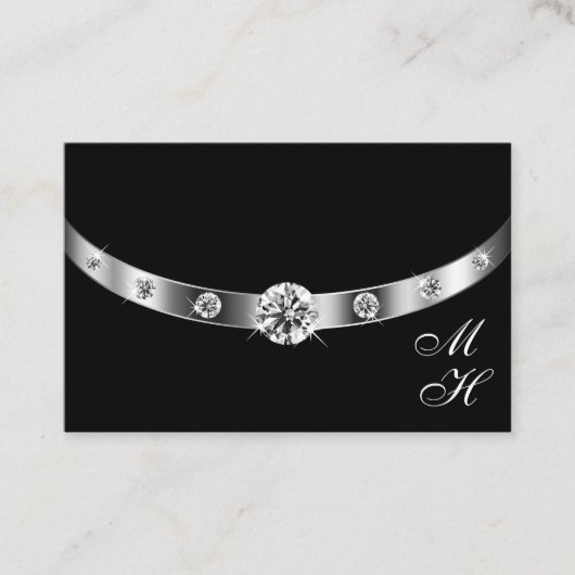 黒銀モダンモノグラムプロフェッショナル 名刺 (正面)