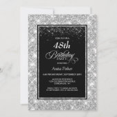 黒銀モダン任意の年齢の誕生日パーティー 招待状 (正面)