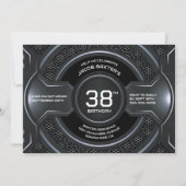 黒銀モダン任意の年齢の誕生日パーティー 招待状 (正面)