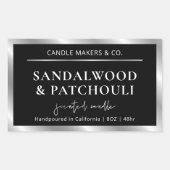 黒銀モダン瓶エレガント包装用キャンドル 長方形シール (正面)