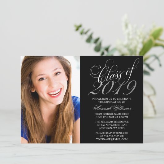 黒銀写真のスクリプト卒業 案内状 (スタンド正面)