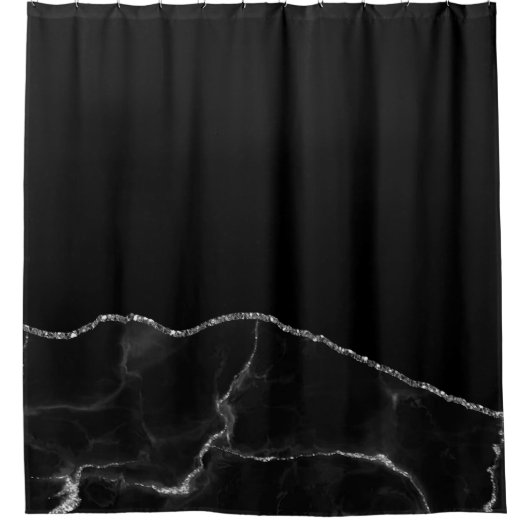 黒銀大理石金箔アゲート シャワーカーテン (正面)