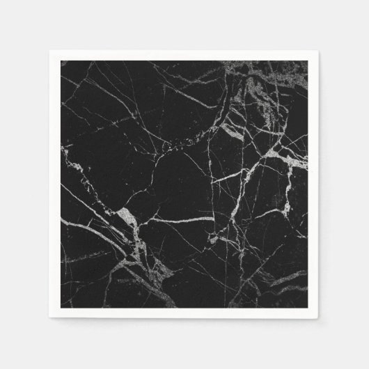 黒銀大理石 スタンダードカクテルナプキン (正面)