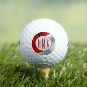 黒銀幾何学模様デザインモノグラム ゴルフボール (インサイチュ 木)