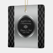 黒銀幾何学模様デザイン- 25周年 セラミックオーナメント (左)