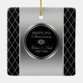 黒銀幾何学模様デザイン- 25周年 セラミックオーナメント (裏面)