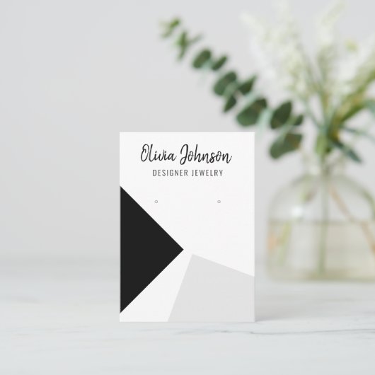 黒銀抽象芸術ジュエリーイヤリングディスプレイ 名刺 (スタンド正面)