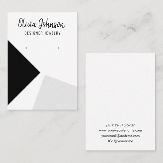 黒銀抽象芸術ジュエリーイヤリングディスプレイ 名刺 (正面/裏面)