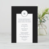 黒銀箔サークルモノグラム結婚ズ 招待状 (スタンド正面)