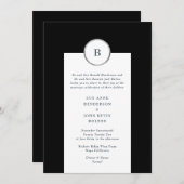 黒銀箔サークルモノグラム結婚ズ 招待状 (正面/裏面)