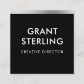 黒銀箔ミニマルタイポグラフィQRコード スクエア名刺 (正面)