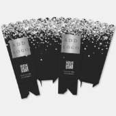 黒銀紙吹雪QRコード事業ロゴ フェイバーボックス (見開き)