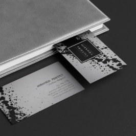 黒銀色ブラシストロークファッションスタイリストデザイナー 名刺