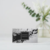 黒銀色ブラシストロークファッションスタイリストデザイナー 名刺 (スタンド正面)