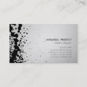 黒銀色ブラシストロークファッションスタイリストデザイナー 名刺 (裏面)