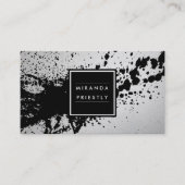 黒銀色ブラシストロークファッションスタイリストデザイナー 名刺 (正面)