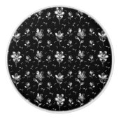 黒銀花柄バスルーム セラミックノブ (正面)