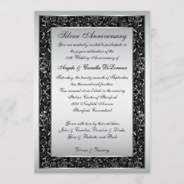 黒銀華麗な巻軸 25周年招待状 招待状