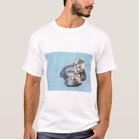 黒銀虎猫2匹遊が一緒に.JP Tシャツ (正面)
