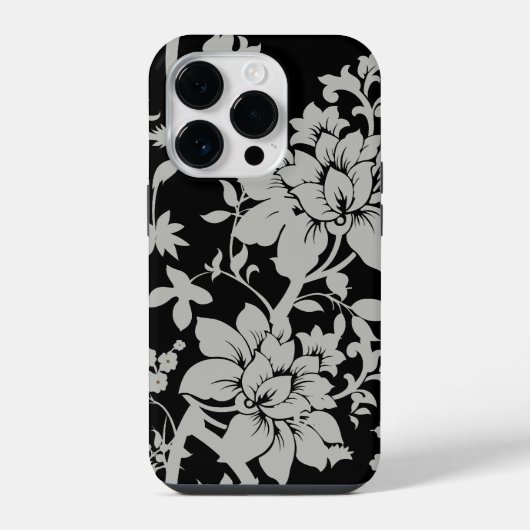 黒銀製粉花模様 iPhoneケース (裏面)