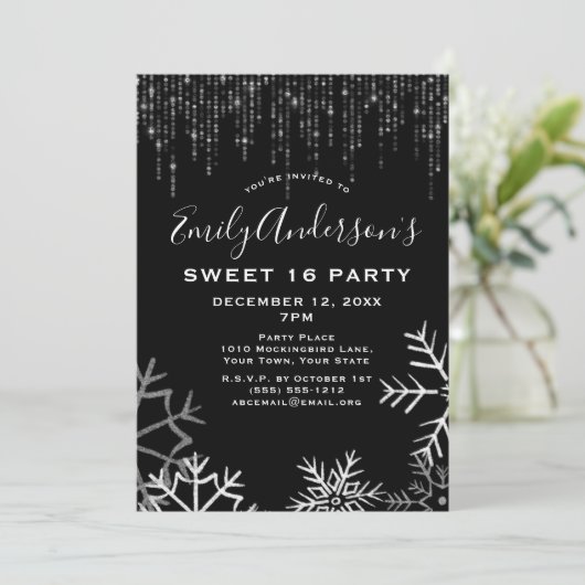 黒銀雪氷灯ウィンタースウィート16 招待状 (スタンド正面)