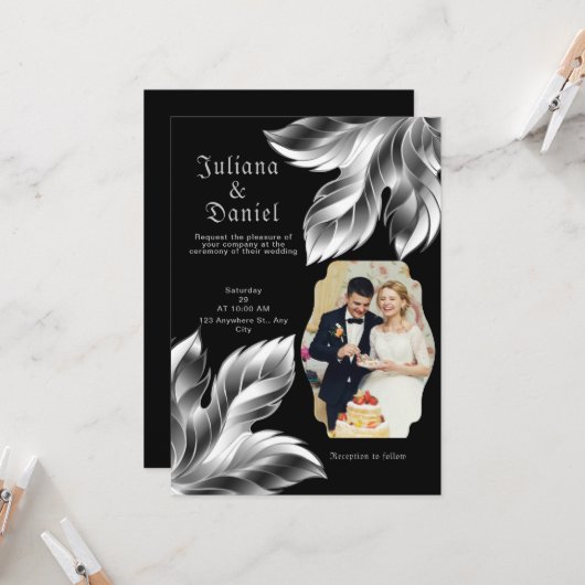 黒銀 招待状 (正面/裏面インサイチュ)