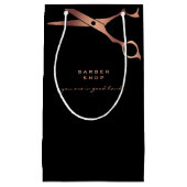 黒銅はさみロゴビジネス スモールペーパーバッグ (正面)