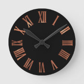 黒銅バラ金ゴールドミニマルメタリックアーバン ラウンド壁時計 (正面)