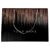 黒銅バラ金ゴールド名Favy Glam Matrix Rain ラージペーパーバッグ (正面)