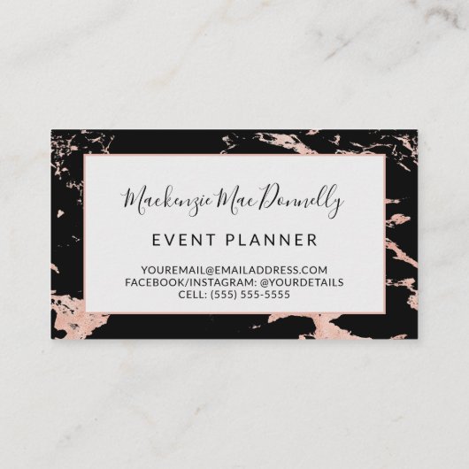 黒銅バラ金箔マーブルモノグラム 名刺 (裏面)