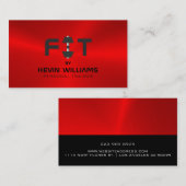 黒鋼および赤鋼の背景フィットネストレーナー 名刺 (正面/裏面)