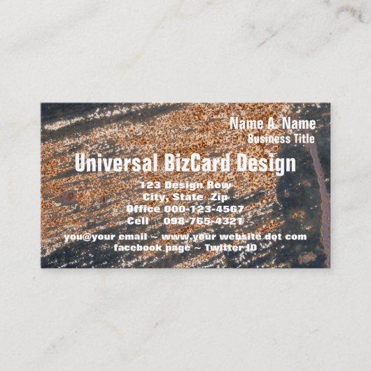 黒錆びグランジ付き金属の占領専門 名刺 (正面)