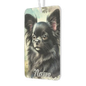 黒長髪チワワ水彩画 カーエアーフレッシュナー (左)