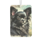 黒長髪チワワ水彩画 カーエアーフレッシュナー (裏面)