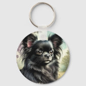 黒長髪チワワ水彩画 キーホルダー (裏面)