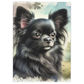 黒長髪チワワ水彩画 クリップボード (裏面)