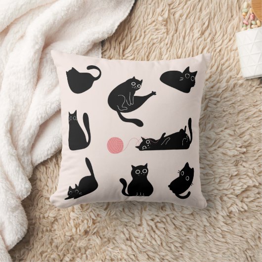 黒間抜け猫 クッション (ブランケット)