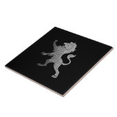 黒陶磁王室の瓦に獅子の銀 タイル (側面)