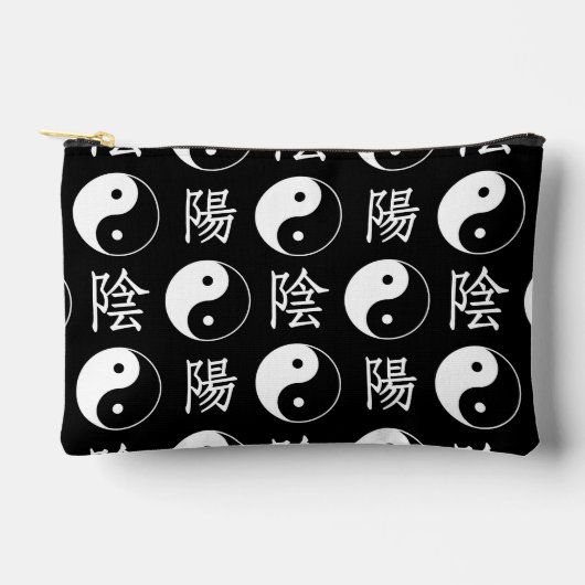 黒隠陽シンボル中国の文字パターン アクセサリーポーチ (正面)