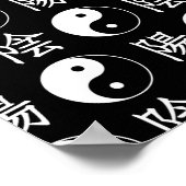 黒隠陽シンボル中国の文字パターン ポスター (角)