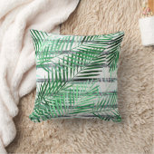 黒離れ白のストライプの背景にヤシの実 クッション (ブランケット)