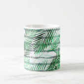 黒離れ白のストライプの背景にヤシの実 コーヒーマグカップ (中央)