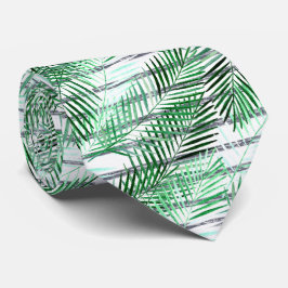 黒離れ白のストライプの背景にヤシの実 ネクタイ