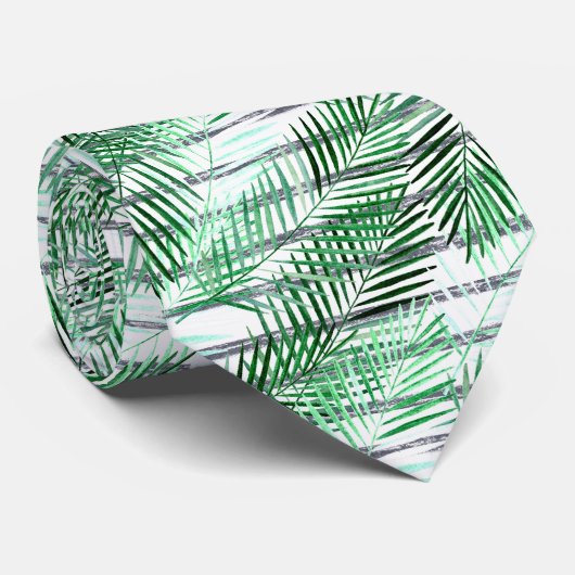 黒離れ白のストライプの背景にヤシの実 ネクタイ (ロール)